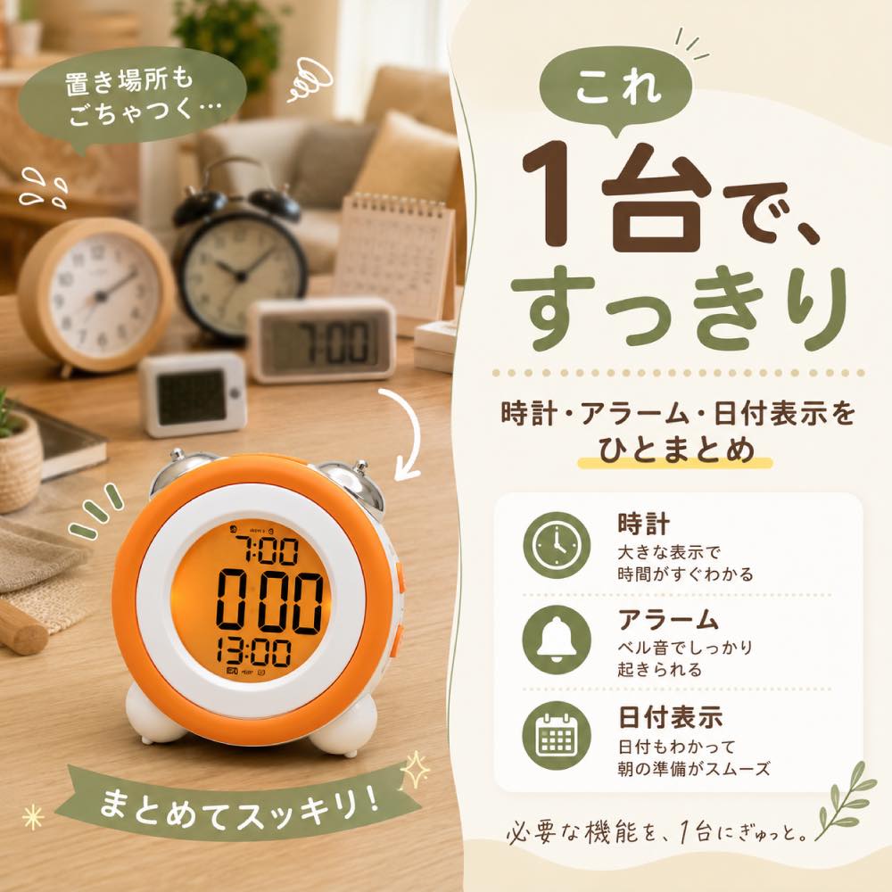 目覚まし時計 大音量 デジタル 時計 置き時計 卓上 おしゃれ 可愛い