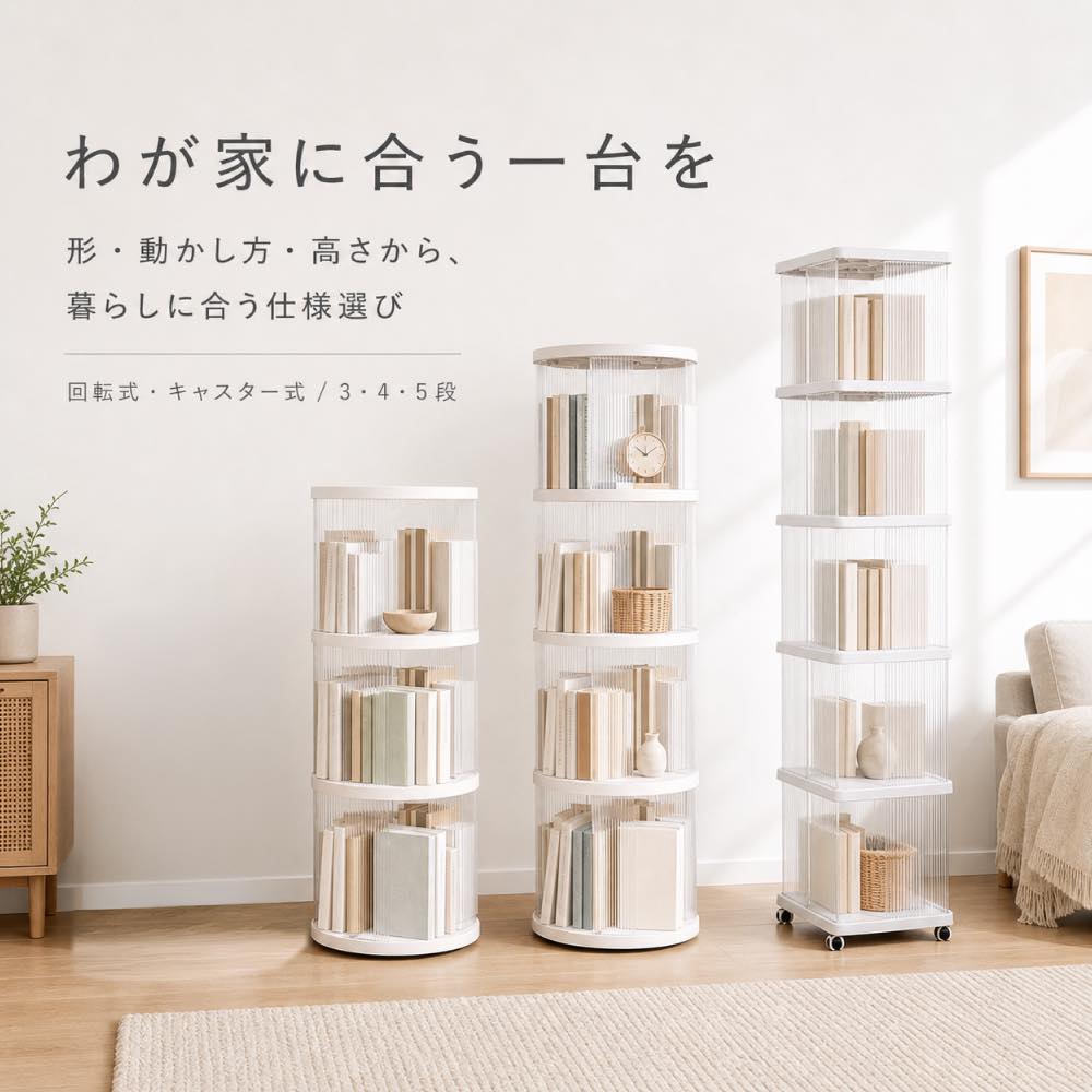 3段6980円〜】本棚 回転 回転式本棚 大容量 おしゃれ 絵本 マンガ 図鑑