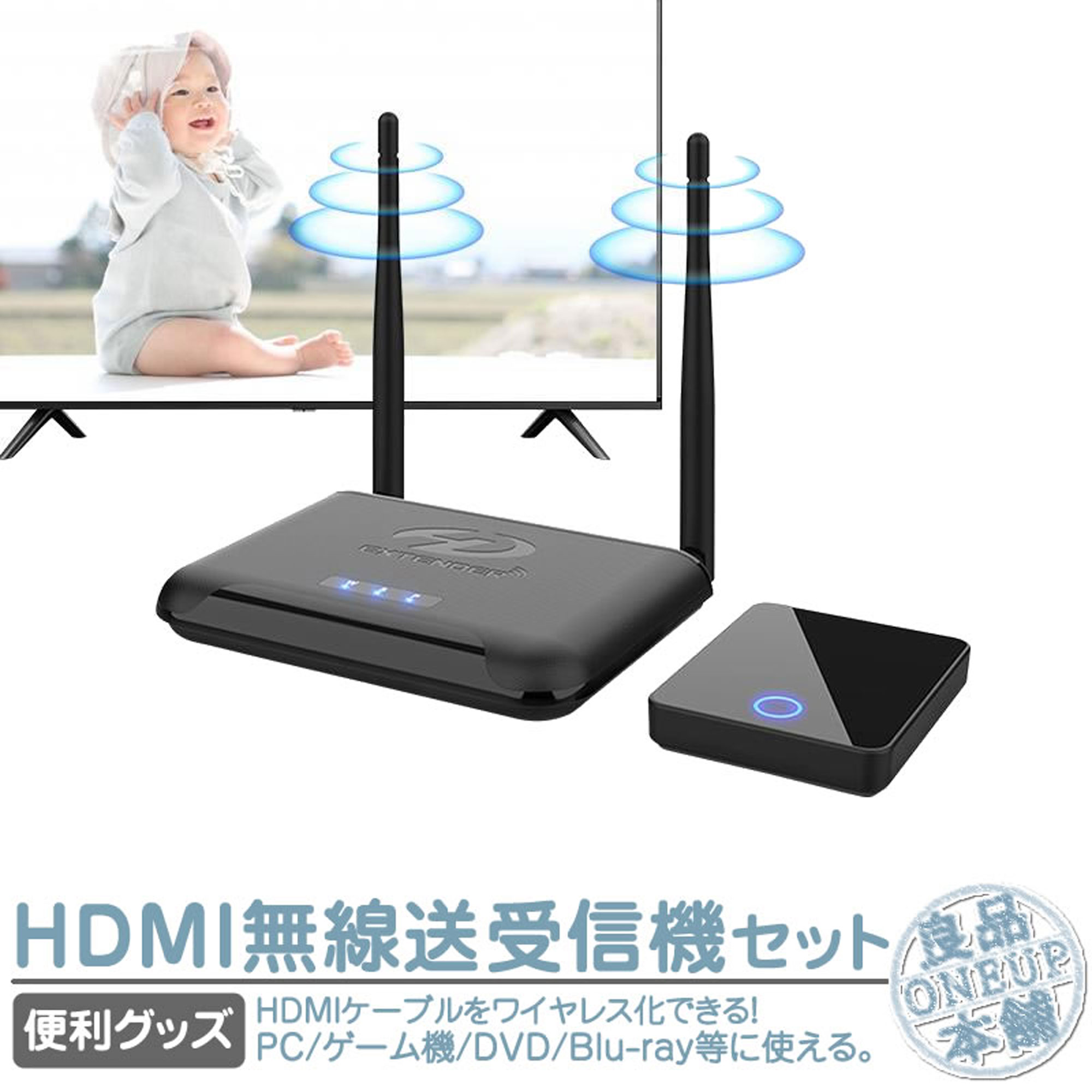 無線 HDMI トランスミッター レシーバー ワイヤレス 簡単接続 低遅延 フルHD 大画面  テレビ/PC/Mac/Window/カメラ/監視カメラ対応 映像と音声を無線伝送