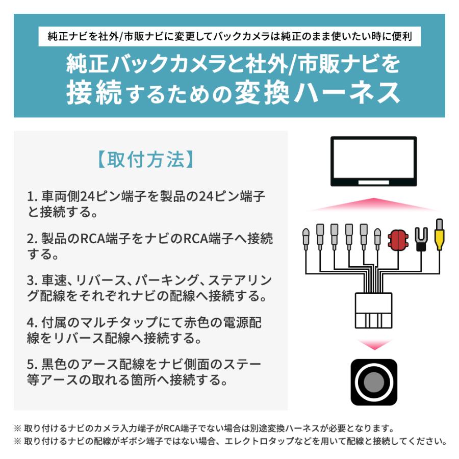 純正 バックカメラ 変換ハーネス 24ピン ステアリング  トヨタ ダイハツ リアカメラ から イクリプス ダイハツ トヨタ ナビに 接続 24P |  | 04