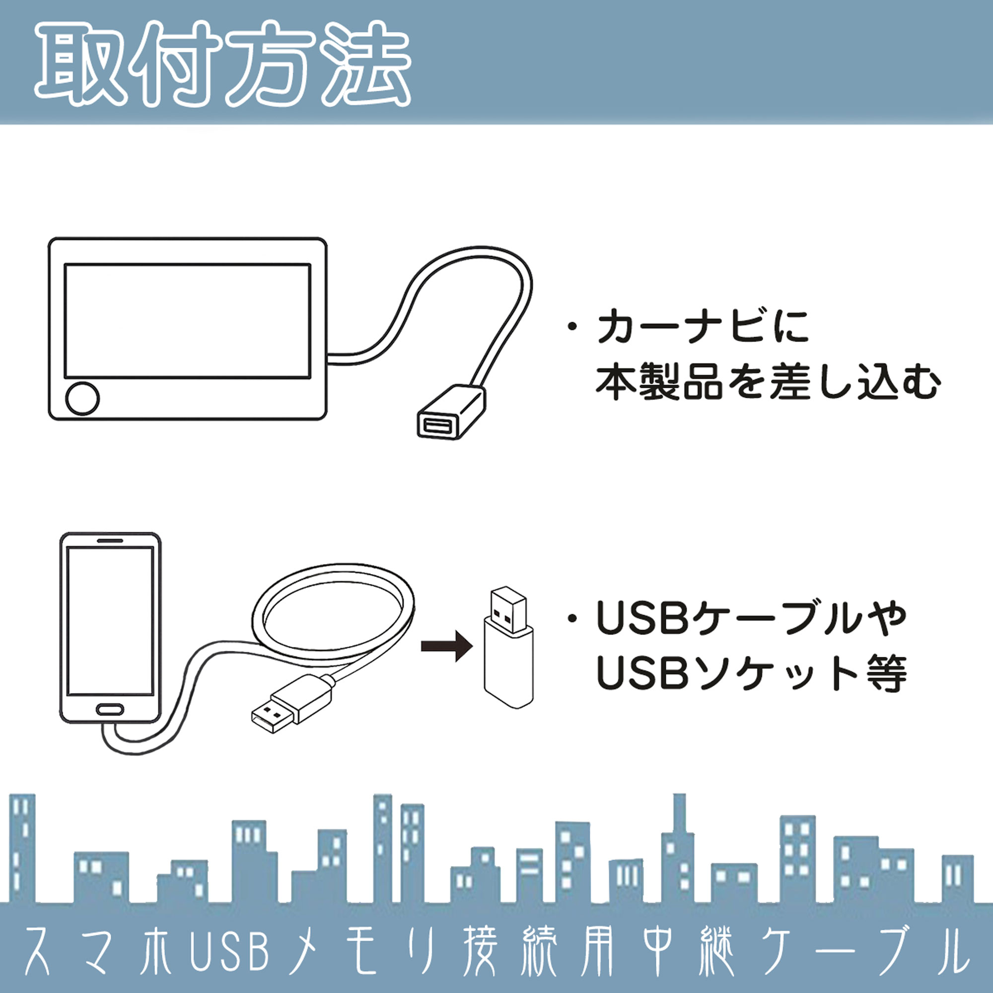 USB ケーブル 中継 パナソニック Strada ストラーダ Pana CA-LUB200D 互換 ハーネス 配線 カーナビ バックカメラ カメラ 車 ストラーダ用USB接続用中継ケーブル | Panasonic | 03