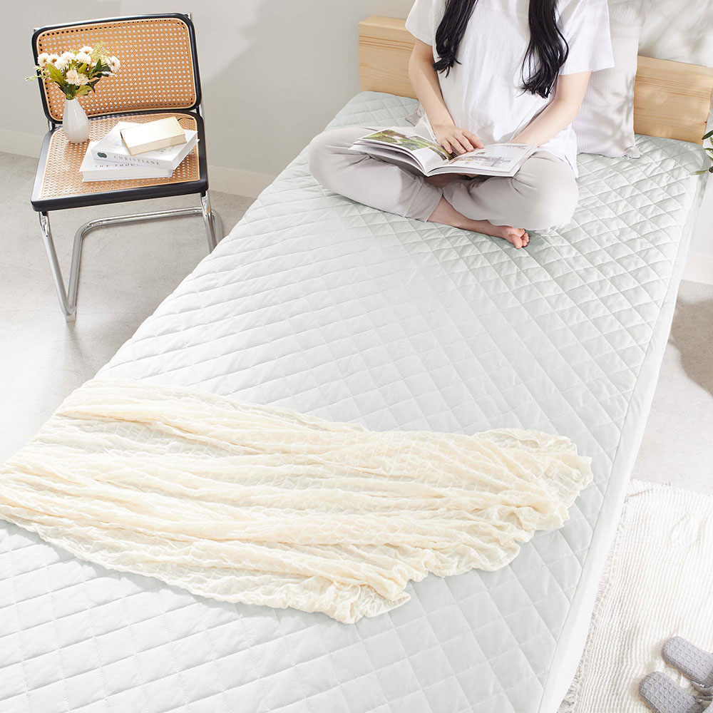 ボックスシーツ ダブル 一体型 夏 冷感 接触冷感 ひんやり 敷きパッド おしゃれ  抗菌防臭 洗える 洗濯可能 全周ゴム 取付簡単 夏用 | iellio | 02