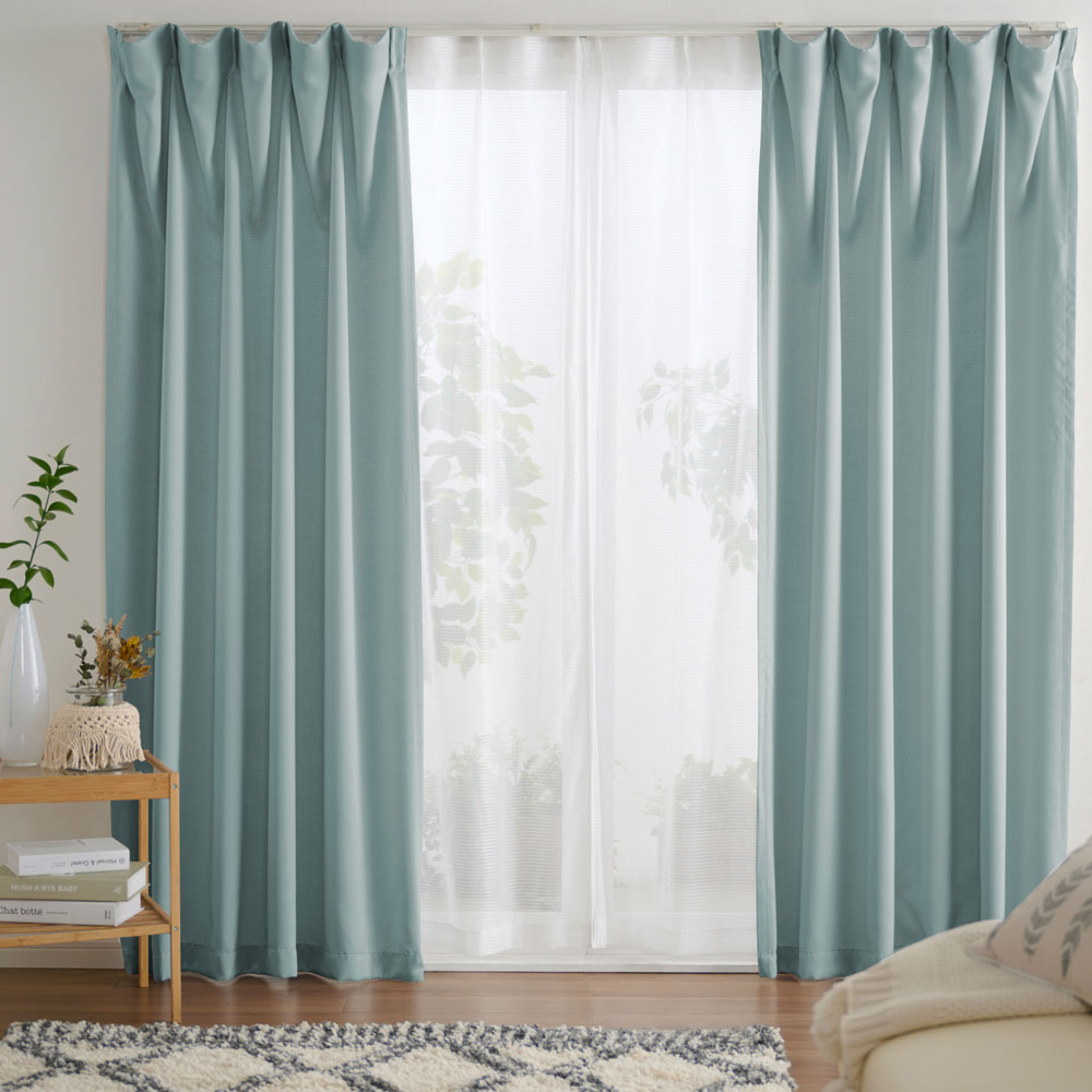 カーテン 幅150 幅200 遮光 2枚セット おしゃれ 安い 北欧 シンプル 無地 カラフル 洗える 遮光カーテン+レースカーテン 2枚組 既製品 サイズ 一般 測り方 | iellio | 06