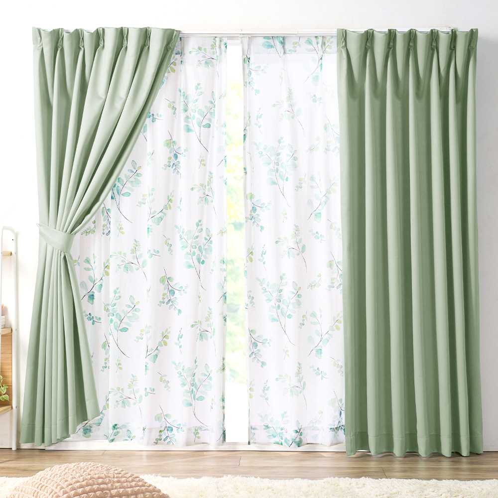 iellio カーテン 4枚セット 遮光 柄レース 安い 北欧 シンプル 無地