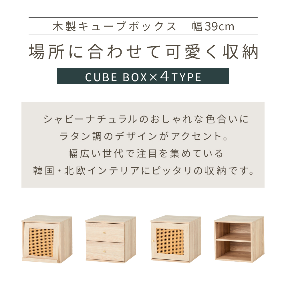 iellio 収納棚 扉付き おしゃれ 4個セット カラーボックス キューブ