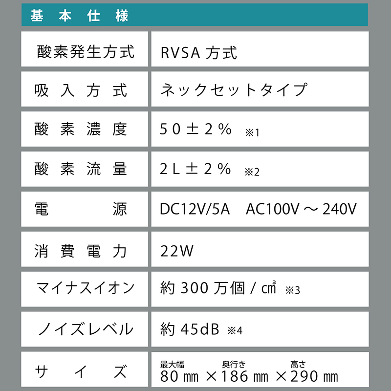 オキシーズ2（Oxy'z 2） 酸素濃度約50％ 小型高濃度酸素発生器