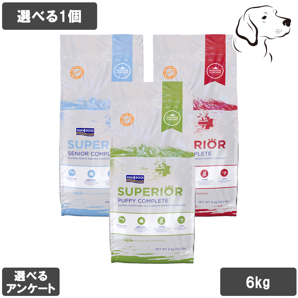 フィッシュ４ スーペリア ドライフード 愛犬用 6kg 選べる1個 送料無料