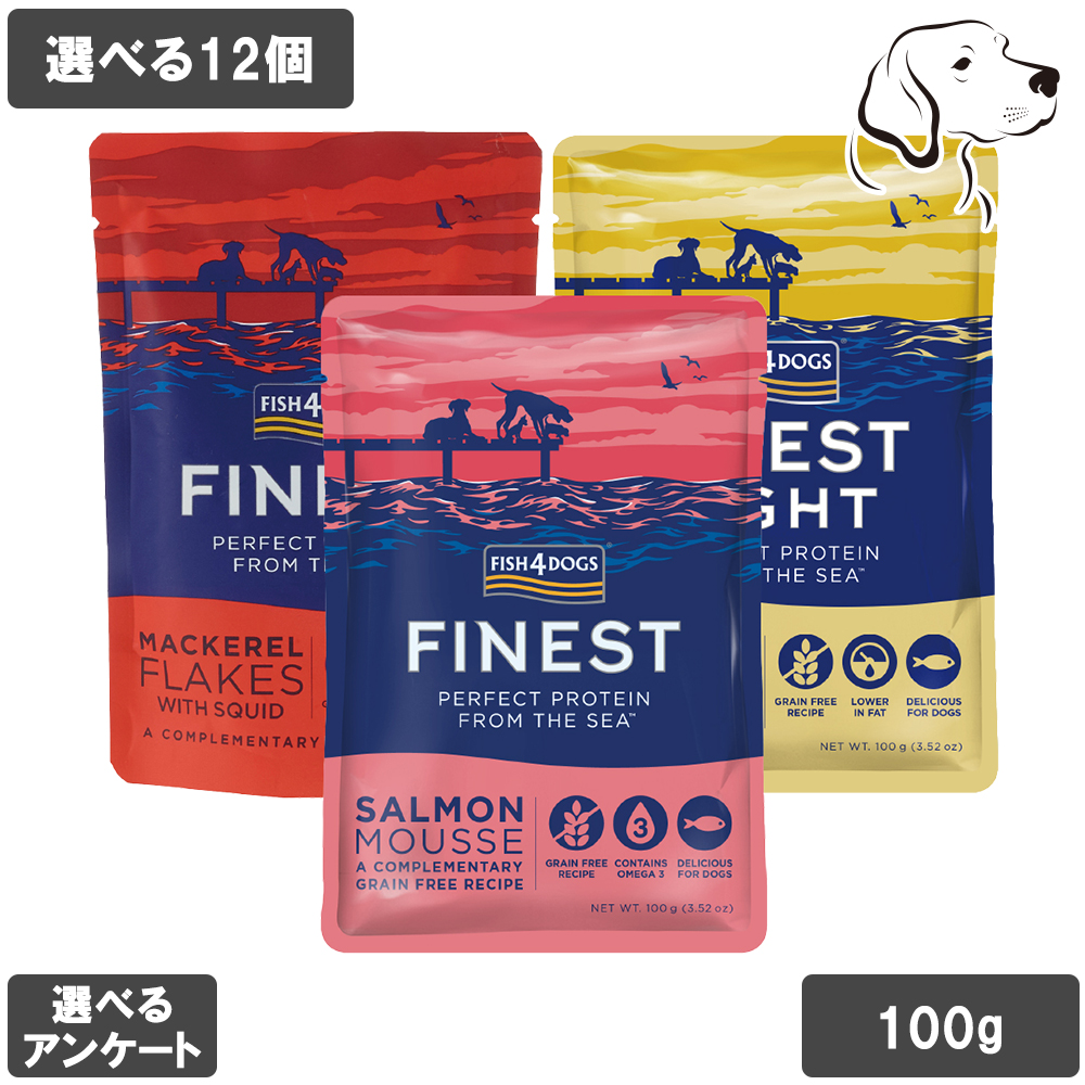 フィッシュ４ ムース＆フレーク パウチ ウェットフード 愛犬用 100g 選べる12個 送料無料