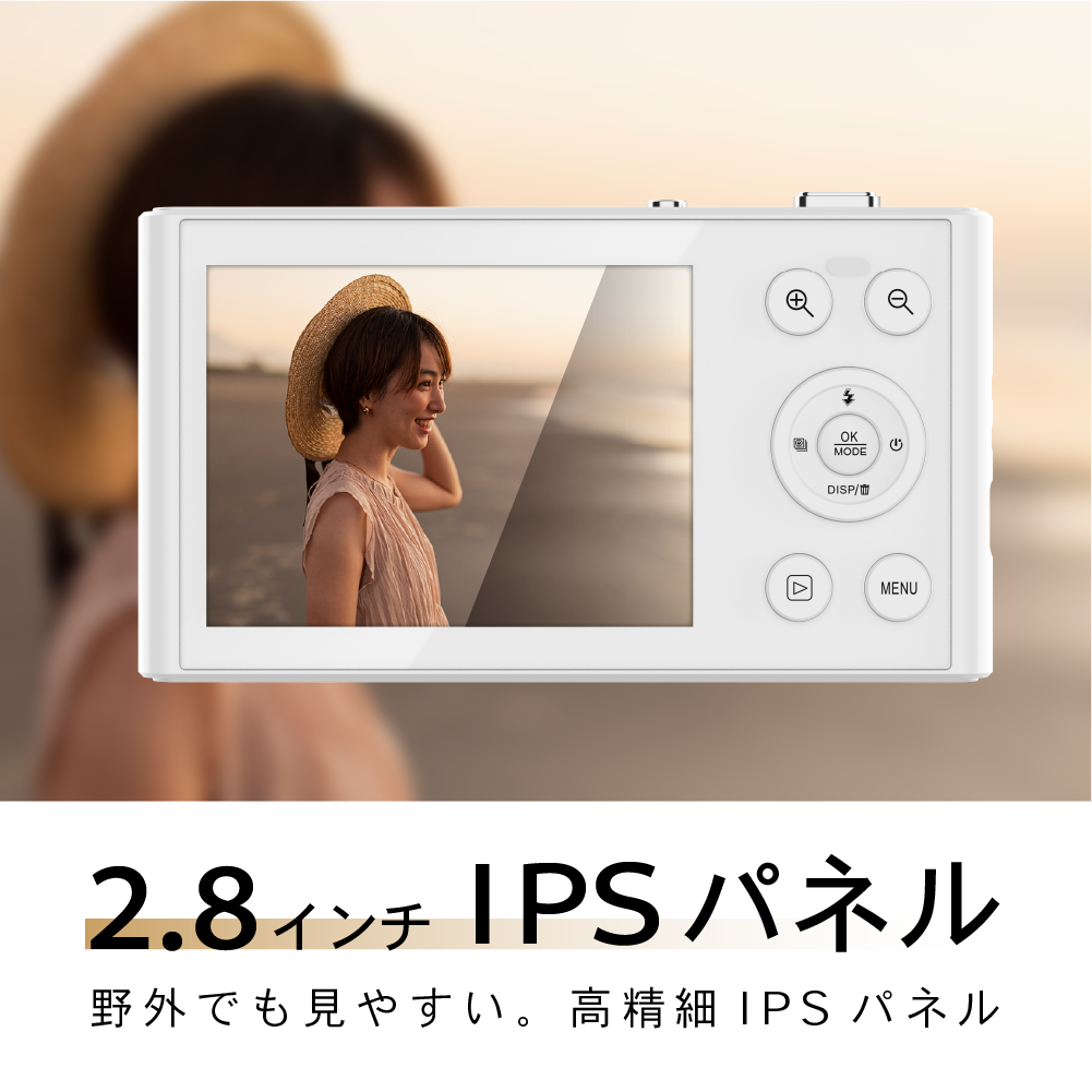 スリムデジタルカメラ 1300万画素 5K動画対応 16倍ズーム 2.8インチIPS