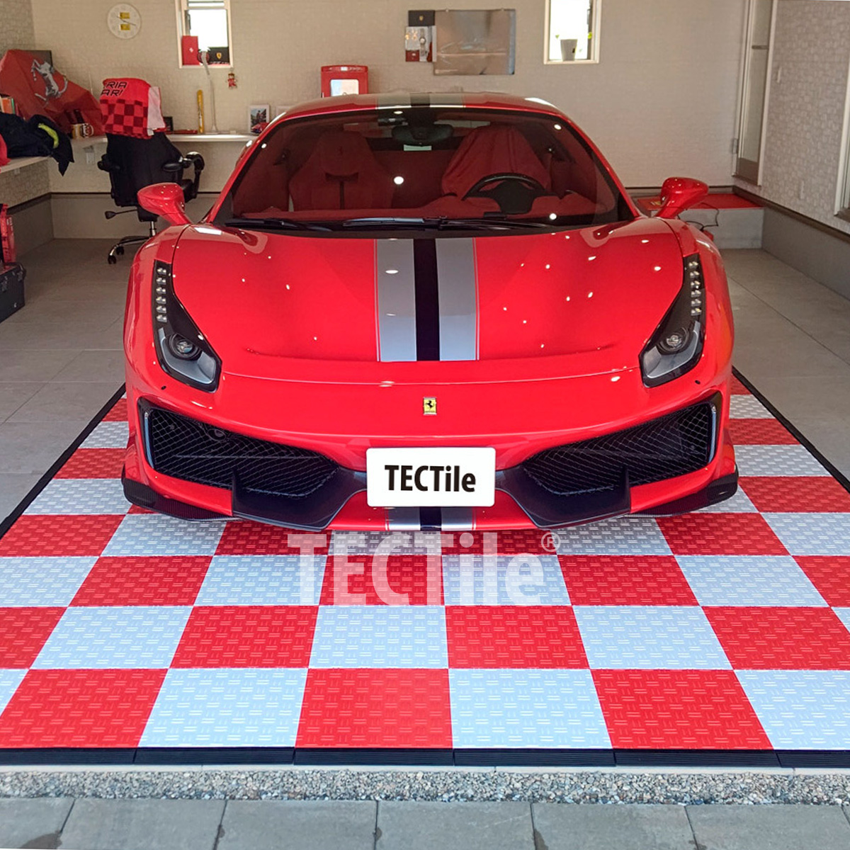 TECTile テックタイル:RED(ガレージタイル 防炎 床材 連結 マット 車 TECTile テックタイル:RED(ガレージタイル 防炎 床材 連結 マット 車