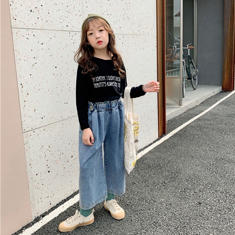 子供服 デニムパンツ ワイドパンツ 春秋 女の子 ジーンズ ジーパン 