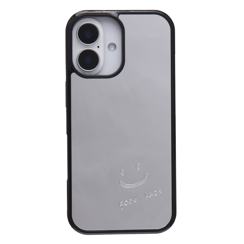 iPhone17e ケース MagSafe対応 16 15 14 ミラー 鏡付き スマイル ニコ
