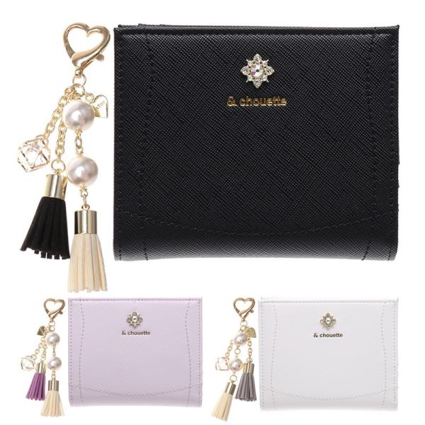AND CHOUETTE チェック柄 二つ折り財布 & chouette】チェックビジュー新型折財布