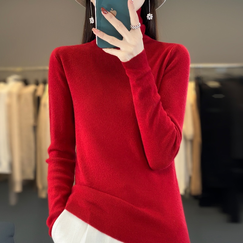 ニット セーター レディース クルーネック ハイネック M/L/LL/3L 長袖 