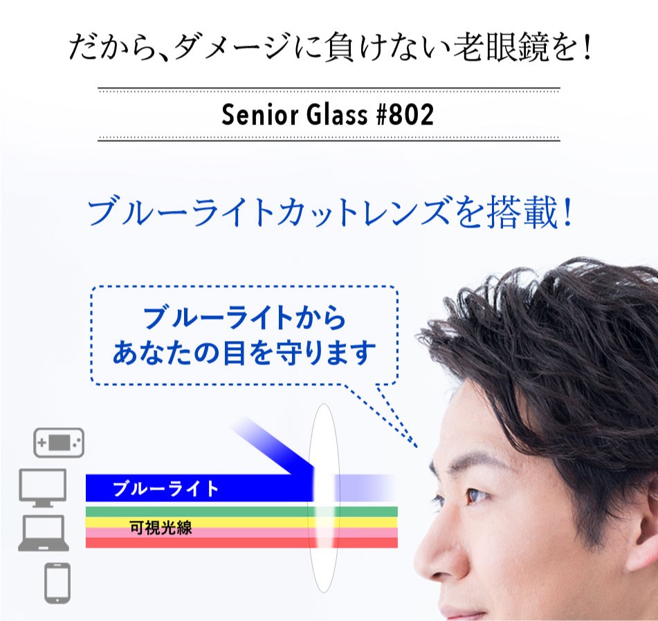 老眼鏡 シニアグラス リーディンググラス ブルーライトカット 首掛け 802 全2色 ネコポス発送 送料無料 オープン記念