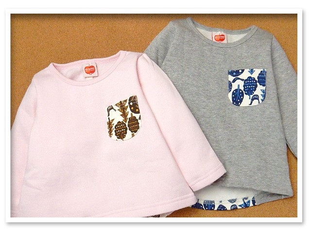 送料無料 ベビー服 女の子 チュニック トレーナー 長袖 裏起毛 テールカット バック切替 胸ポケット 女児 ベビー 80cm 90cm 95cmメール便対応 - 6