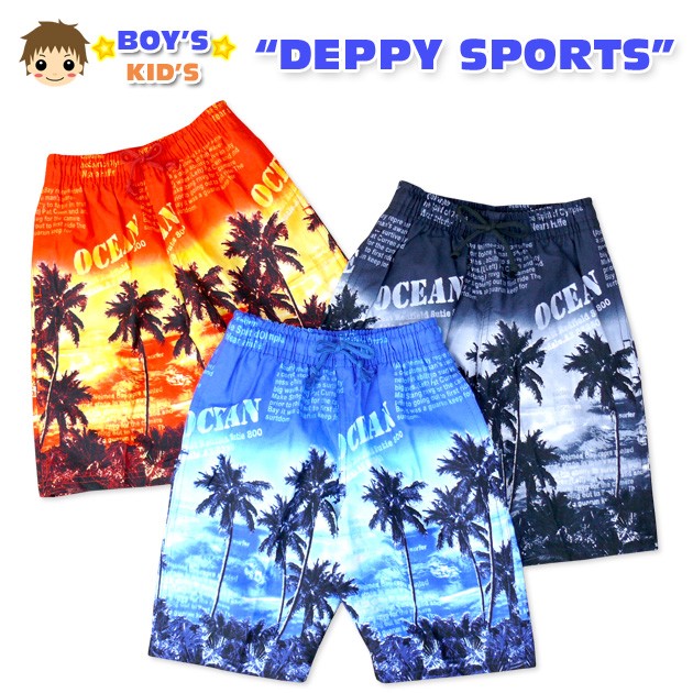 JEEP 水着 半ズボン ハーフポップパッチデザイン 送料無料 男児キッズ 水着 DEPPY SPORTS 南国風デザイン サーフ