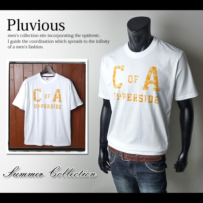 送料無料 メンズ Tシャツ 半袖 PLUVIOUS アメカジグラフィックデザイン