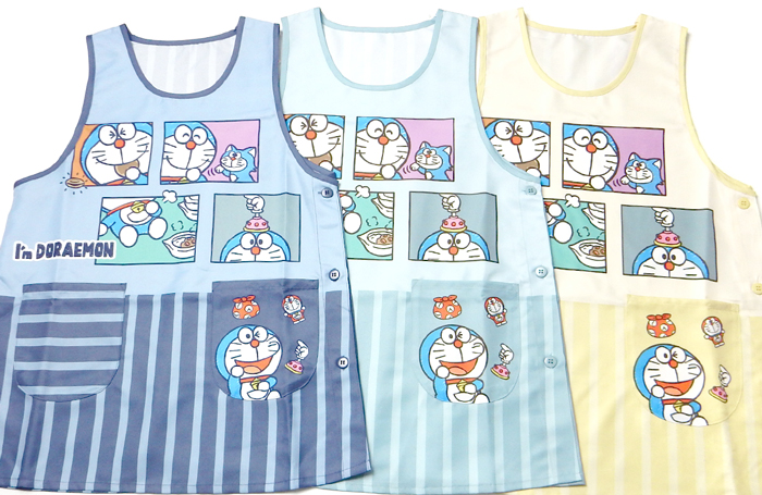 送料無料 婦人 レディース 保育士 ラン型 エプロン ドラえもん サイド