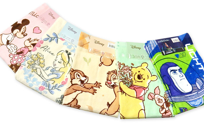送料無料 2枚組セット フェイスタオル Disney/ディズニー 綿100
