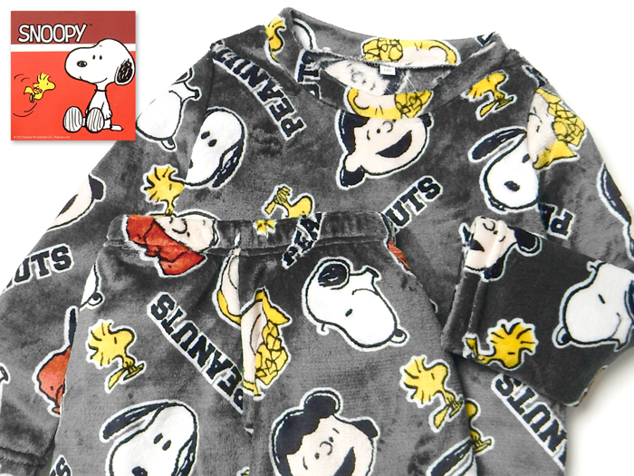 送料無料 男児 キッズ ジュニア フランネル 長袖 パジャマ スヌーピー