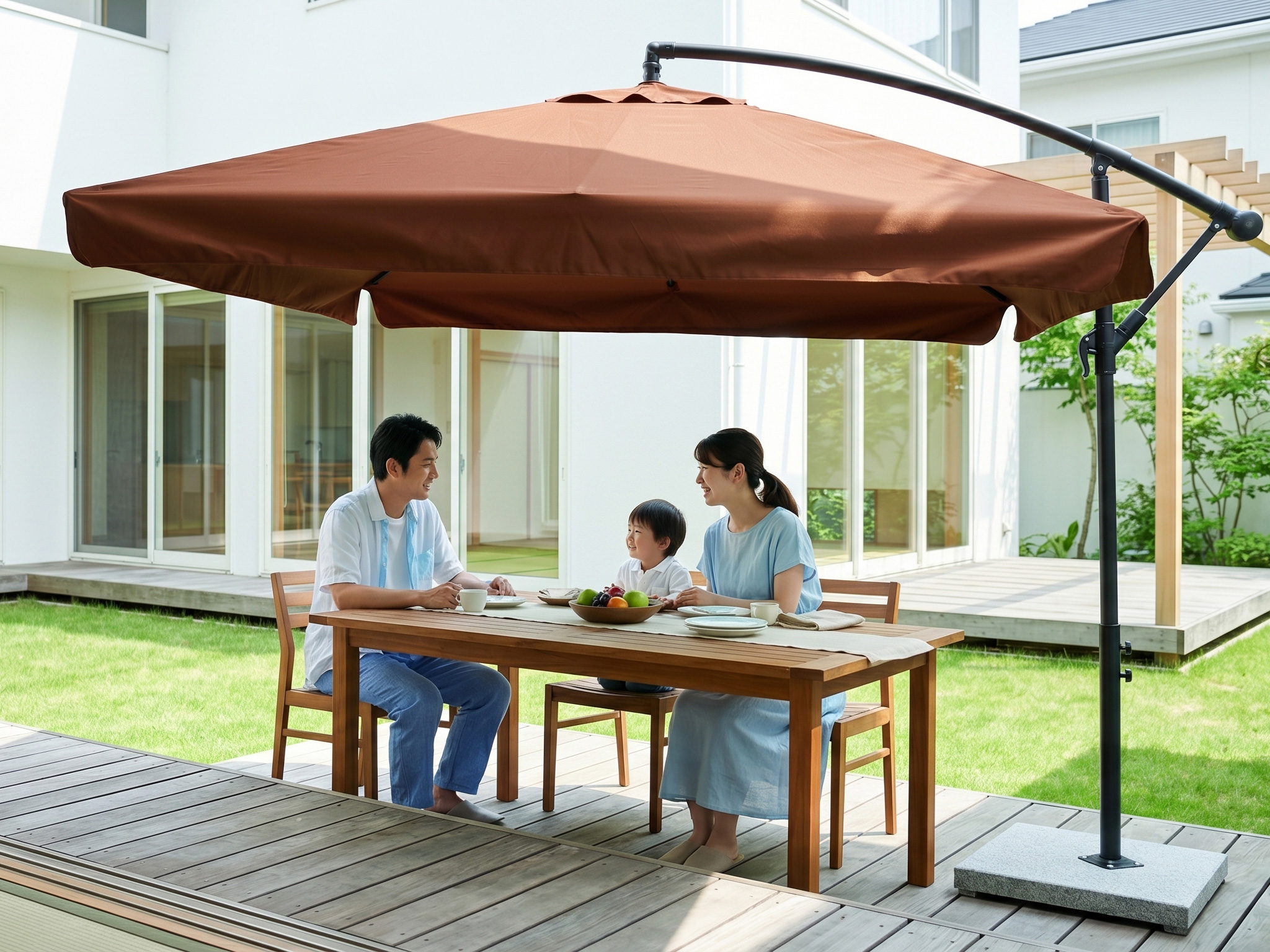 直径250cm 30+UPF 360度回転 対策角度調整 2層ガーデンパラソル 直径250cm 30+UPF紫外線 360度回転 対策角度調整 2層 専用ベース付き