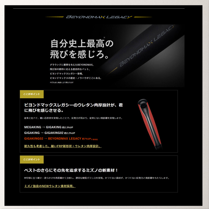 MIZUNO（ミズノ） 軟式用ビヨンドマックスレガシー トップ FRP製／83cm