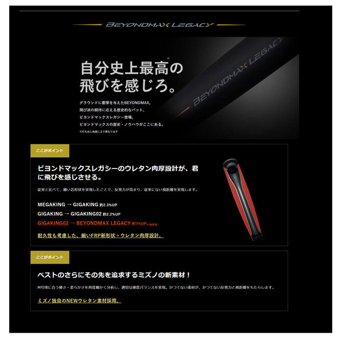 MIZUNO（ミズノ） 軟式用ビヨンドマックスレガシー ミドル FRP製／83cm