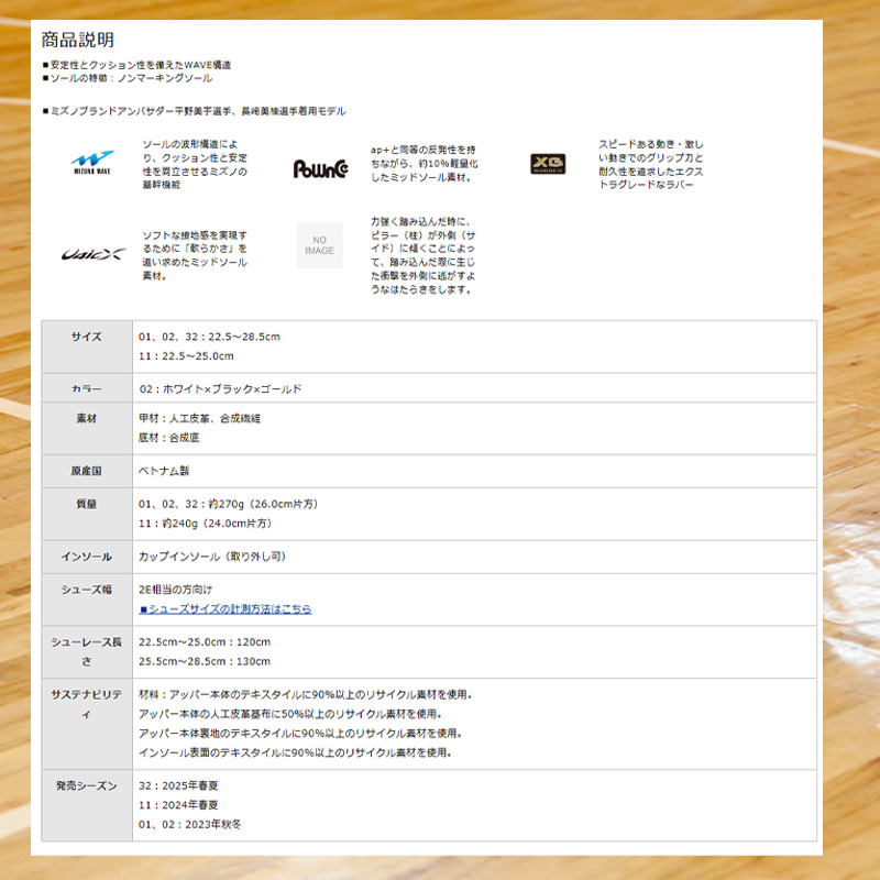 MIZUNO 卓球シューズ ウエーブメダル7 卓球専用設計 ミズノ 81ga231502-09