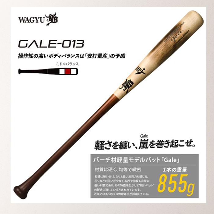 JB WAGYU 和牛JB 硬式木製バット Gale バーチ材軽量モデルバット 84cm