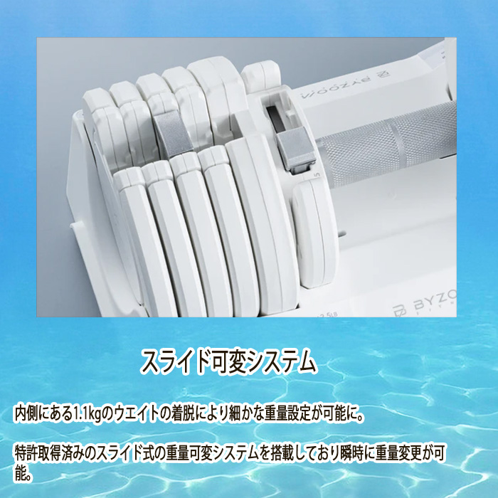 BYZOOM バイズーム Pure Series 可変式ダンベル 12.5kgホワイト