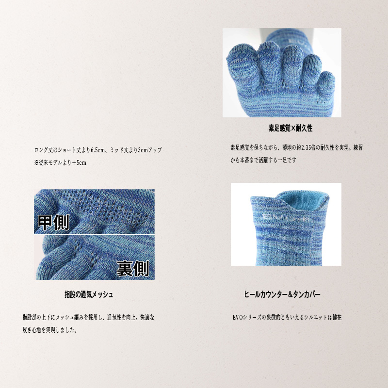 R×L EVO-FL ランニング ソックス ロング(5本指) 素足感覚 RNS5008-03
