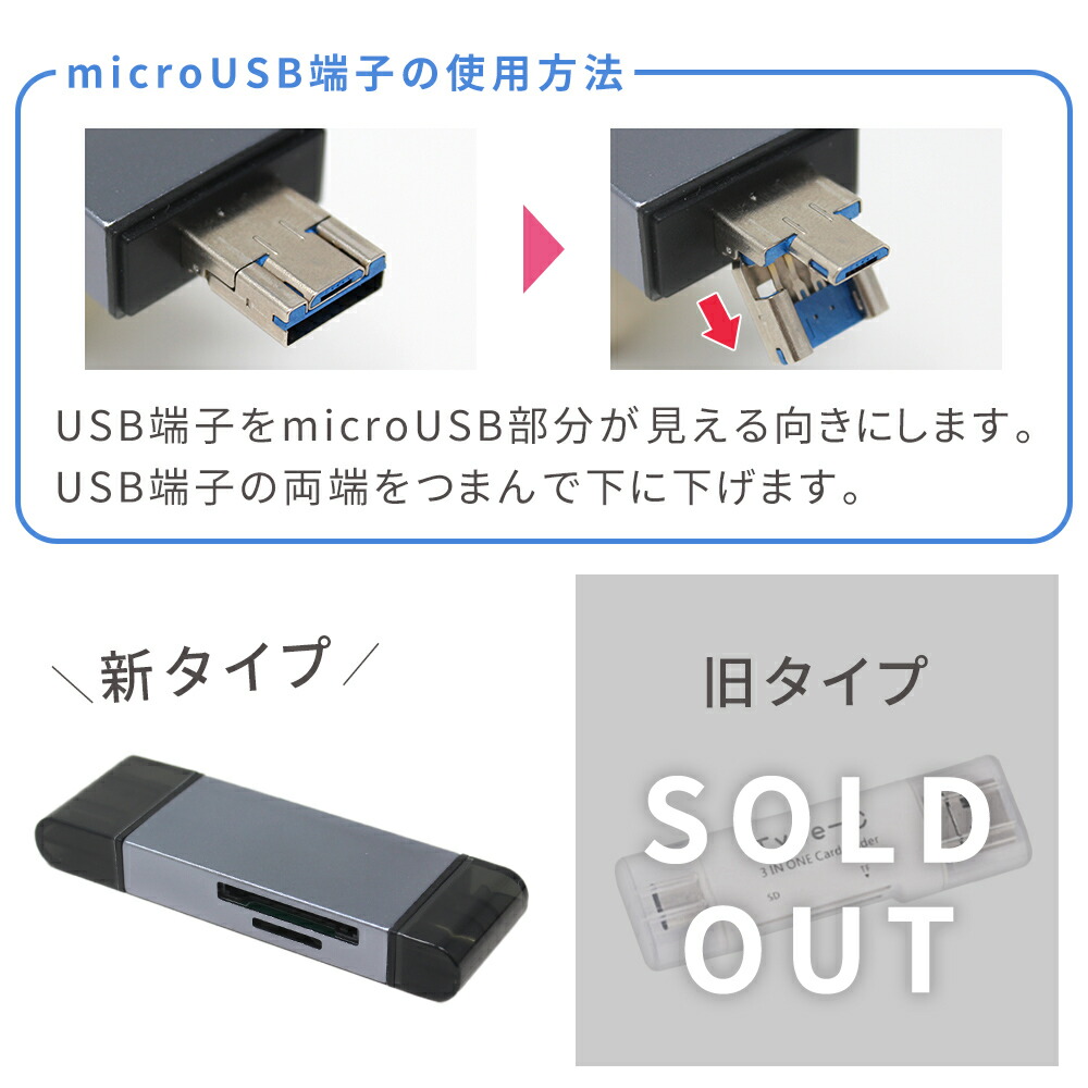 Type-C カードリーダー 6in1 USB タイプc microUSB usb3.0 usbポート 