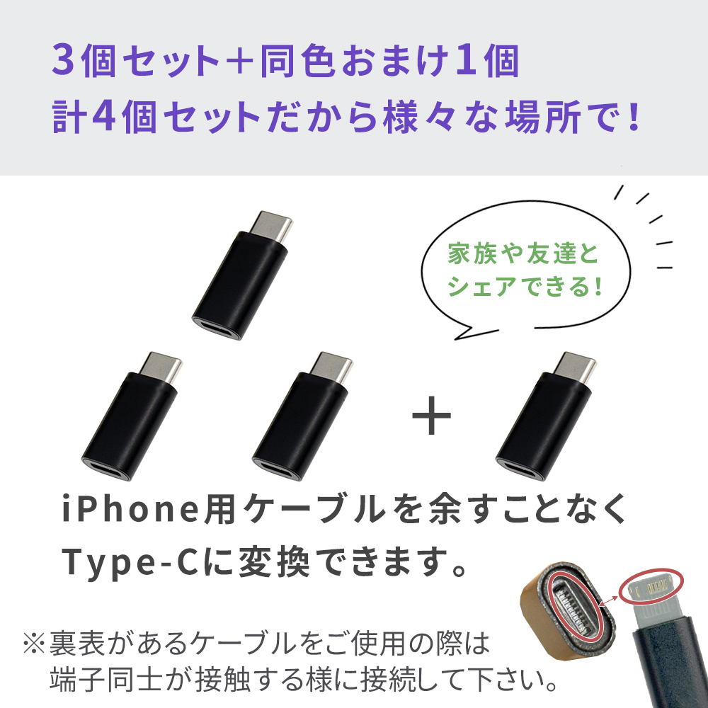 タイプc Type-c 変換アダプタ iPhone ケーブル 変換アダプター 3+1本