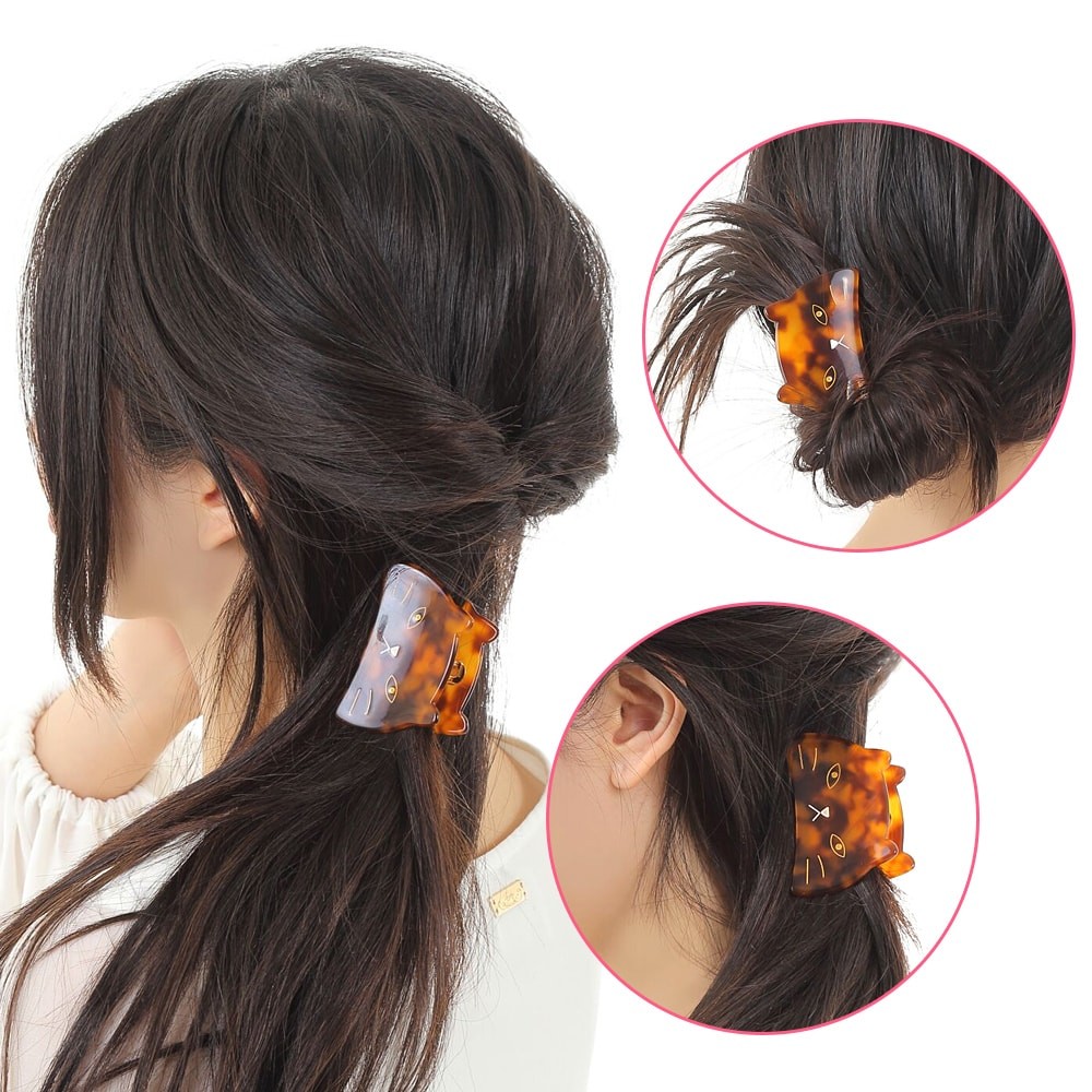 mitas ヘアクリップ バンスクリップ 猫 ワニクリップ ヘアアクセサリー