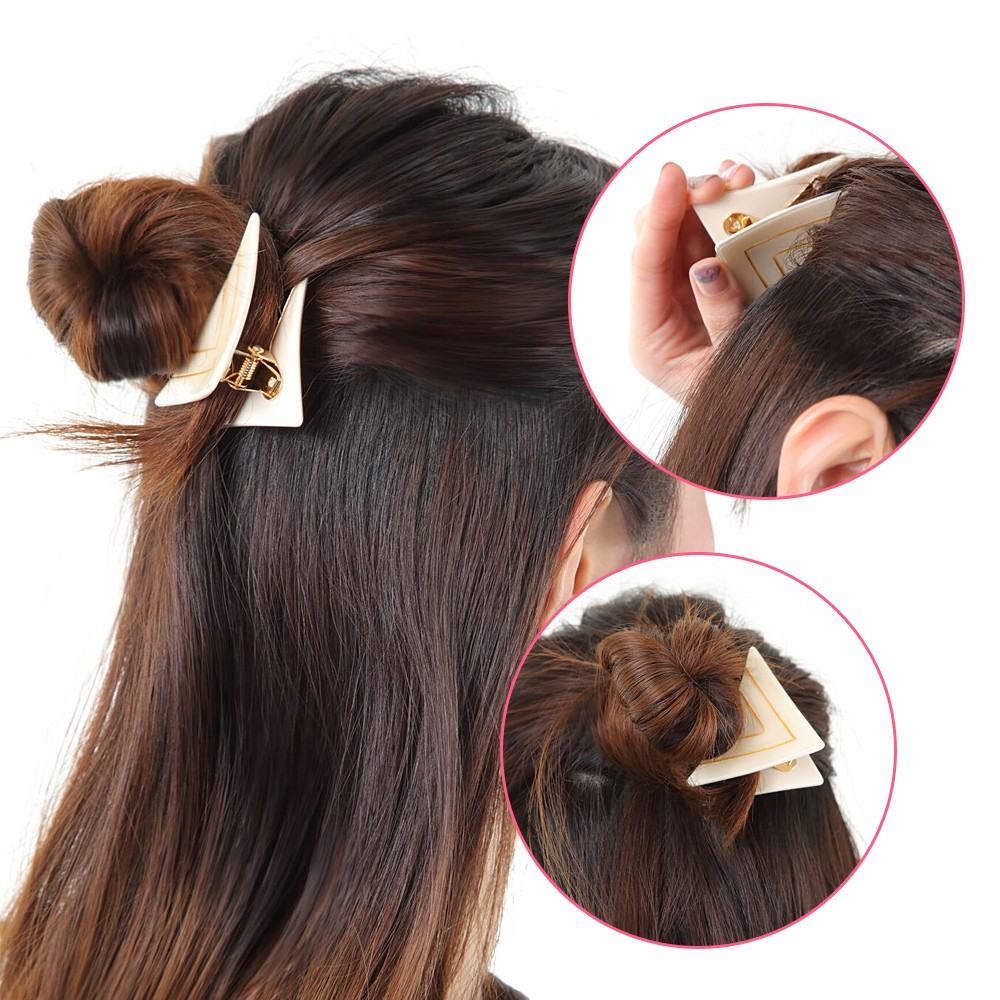 mitas ヘアクリップ バンスクリップ 三角 ヘアアクセサリー 髪飾り