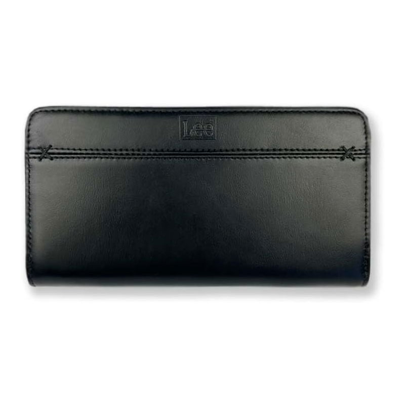 ブラック Lee リー クロスステッチ ラウンド 長財布 リアルレザー0691 Lee（リー） 財布 メンズ 長財布 本革 ラウンドファスナー クロス