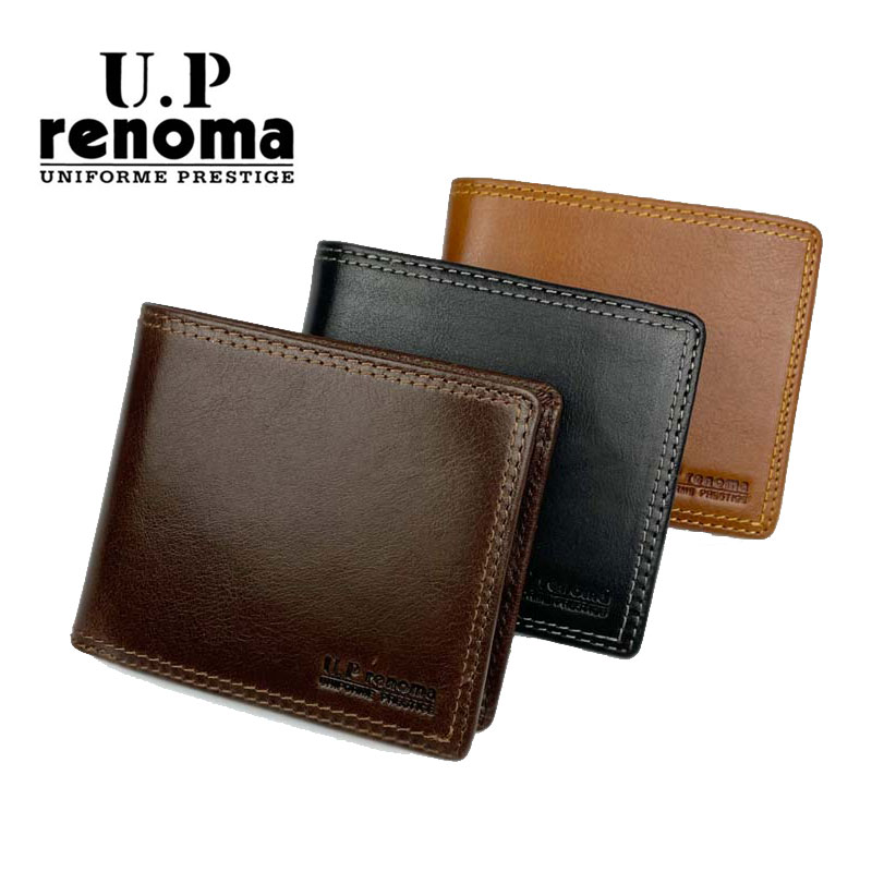 U.P renoma ユーピーレノマ 本革 レザー 二つ折り財布 サイフ メンズ