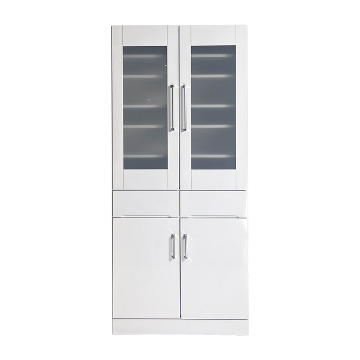 食器棚 キッチンボード 幅80cm エナメル塗装 完成品 日本製 ホワイト