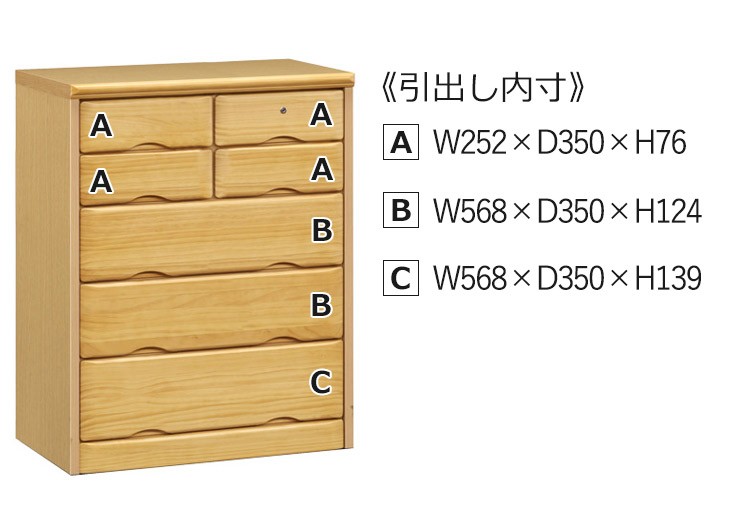 チェスト タンス 木製 おしゃれ 北欧 収納家具 幅64cm 5段