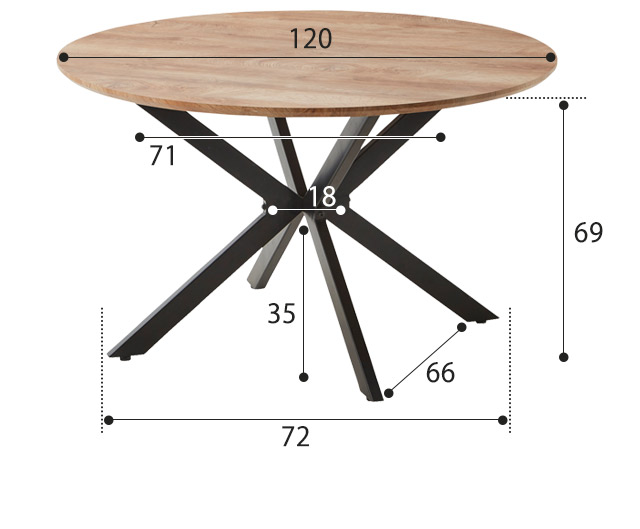 木製円形テーブル LOWYA（ロウヤ） 円形テーブル 120cm ダイニングテーブル ラウンド