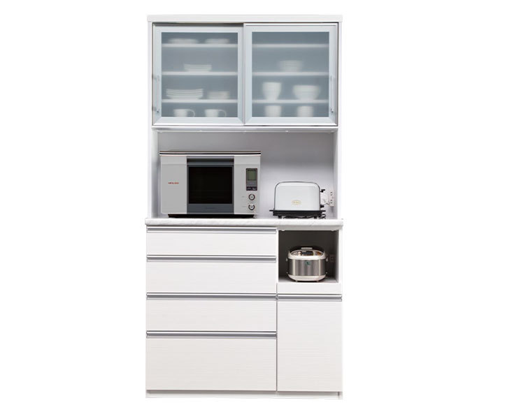 【リサイクルサービス八光】幅　850 ㎜　スライド式　カップボード　ホワイト 食器棚 ID | 家具・インテリアの【パモウナ】