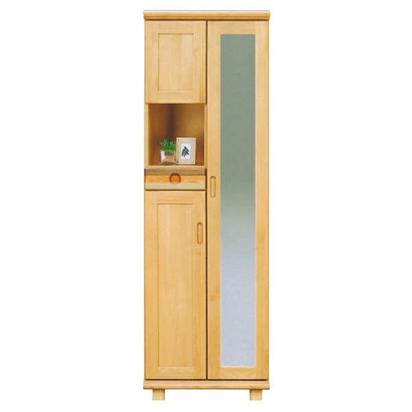 下駄箱 シューズボックス ハイタイプ 幅58cm スリム ミラー付き 天然木