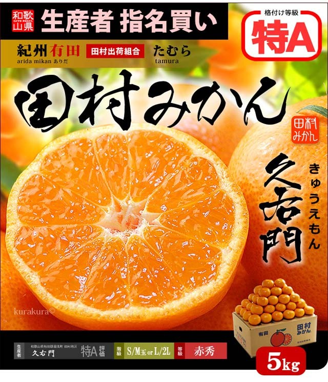 田村みかん 久右門 赤秀 (約5kg) 和歌山有田産 生産者限定 きゅうえ