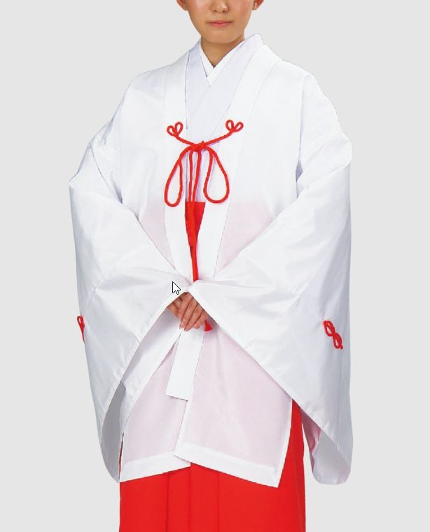 千早・巫女用舞衣。白・無地。神事や舞にふさわしい清浄さと格式を備え