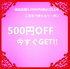 3,0000円(税込)以上のお買い上げで、 500円OFF