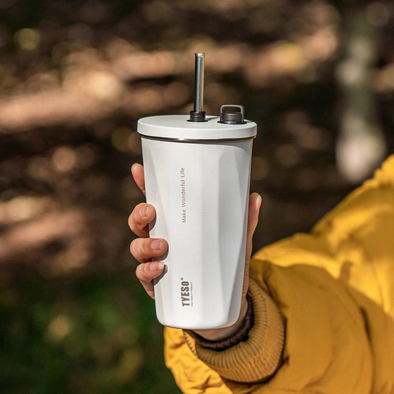 タンブラー 水筒 ストロー付き 600ml 蓋付き おしゃれ大容量 真空断熱 保温 保冷 持ち運び マグボトル 直飲み 二重構造 ステンレス｜ootorisyouzistore｜02