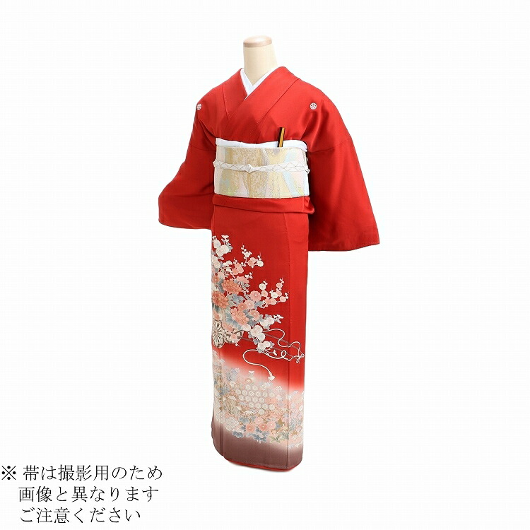 色留袖 半額 28000→14000-タダシ・ショージの紺と水色の花柄レース 