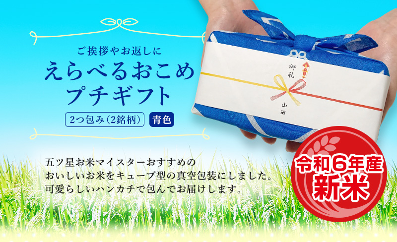 お米 ギフト 米 2つ包み (2銘柄) 2合×2 (300g×2) 青色 10銘柄