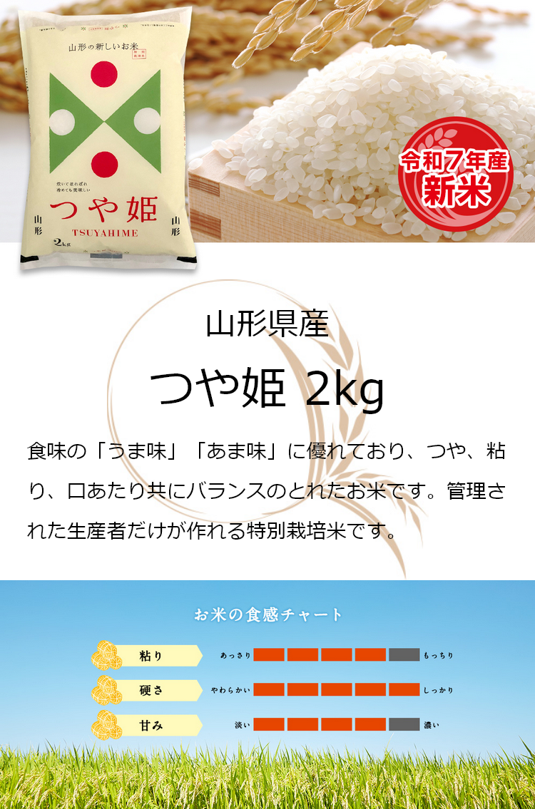 お米 ギフト 米 2kg つや姫 特A 山形県産 山形県産つや姫 2キロ令和7